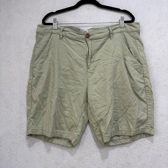 Mugsy Roscoe Shorts Mens Large Green Stretch Linen Blend Casual Summer L1SNOV-36 - Picture 1 of 13